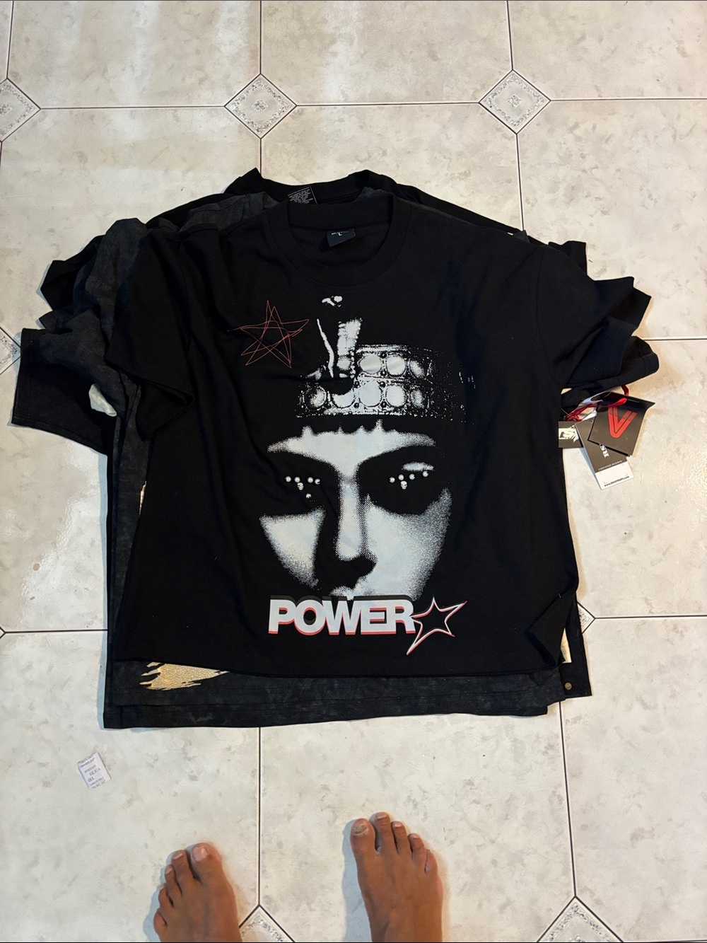 Reserved Black Graphic 'Power' Short-Sleeve Tee